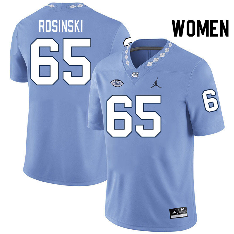 Women #65 Andrew Rosinski North Carolina Tar Heels College Football Jerseys Stitched-Carolina Blue